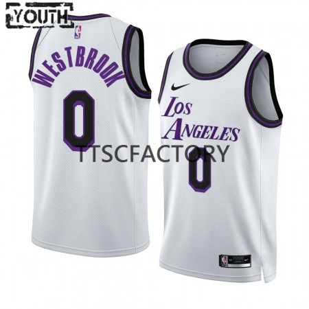 Camiseta Niños NBA Los Angeles Lakers Russell Westbrook 0 Nike 2022-23 City Edition Blanco Swingman